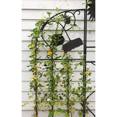 Achla Designs 90" Sunflower Decorative Iron Garden Trellis Black Powder Coat Finish - Image 6