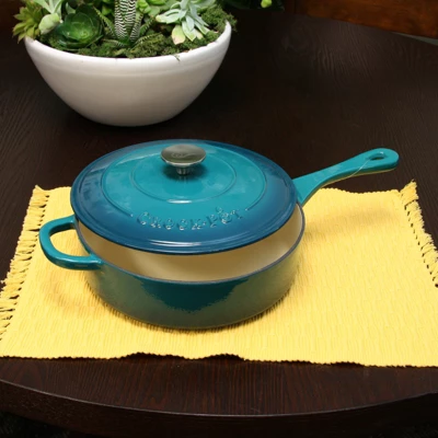 Crock-Pot Artisan Enameled 3.5 Quart Cast Iron Deep Sauté Pan With Self Basting Lid