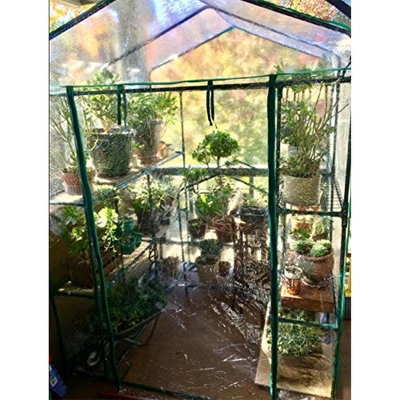 Nature Spring Walk-In PVC Greenhouse With 8 Shelves, Roll-Up Door And Steel Poles - Clear - Image 6