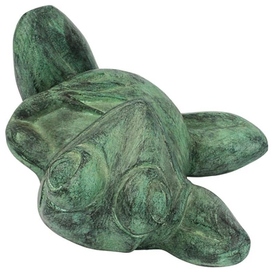 Design Toscano Spitting Lazy Frog Emerald Verde Cast Bronze Garden Statue - Image 2