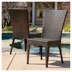 Brooke Set Of 2 Wicker Patio Chairs - Multi Brown - Christopher Knight Home