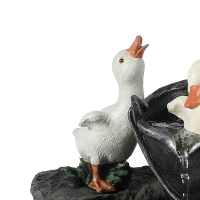 LuxenHome Resin Farmhouse Duck Family Outdoor Patio Fountain Water Fountain - Image 12