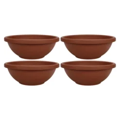 The HC Companies GAB18000E35 18 Inch Diameter Decorative Indoor Outdoor Durable Weatherproof Resin Flower Bowl Planter Pot, Terra Cotta (4 Pack)
