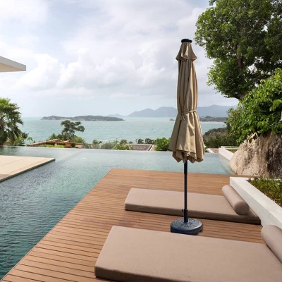 Wellfor 6.5'x10' Rectangular Outdoor Market Umbrella With 26 Solar LED Lights Taupe - Image 3