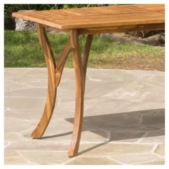 Hermosa Rectangular Acacia Wood Dining Table -Teak Finish - Christopher Knight Home