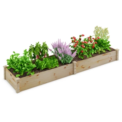 Costway Wooden Raised Garden Bed Outdoor Wood Planter Box For Vegetables Flowers Fruit - Image 8