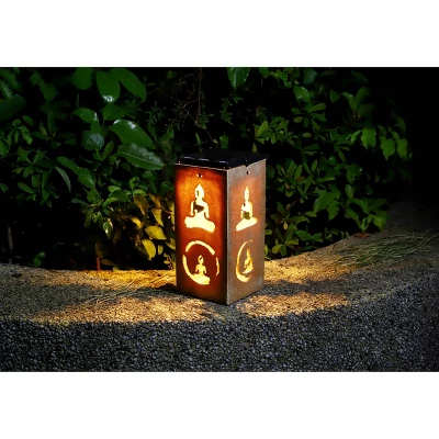 Techko Maid LED Solar 10.8" Portable Buddha Cut Out Decorative Outdoor Lantern Clear - Image 6