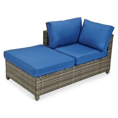 4pc Wicker Patio Sectional Seating Set - Blue - EDYO LIVING - Image 3