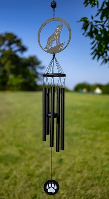 Dawhud Direct 38" H Howling Wolf Wind Chimes For Outdoor