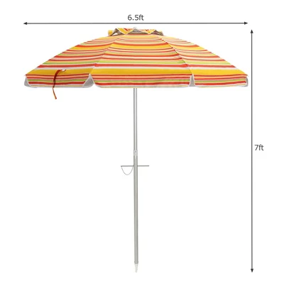 Costway 6.5FT Patio Beach Umbrella Sun Shade Tilt Carry Bag - Image 2