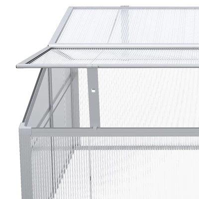 Outsunny 39" Aluminum Vented Cold Frame Mini Greenhouse Kit With Adjustable Roof, Polycarbonate Panels, & Strong Design - Image 4
