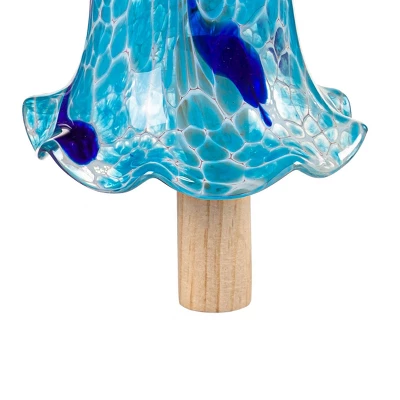 Evergreen Art Glass Speckle Blue Floral Shaped Bell Chime- 7 X 7 X 7 Inches Outdoor Decor - Image 4