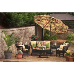 Clemens 2-Piece Outdoor Wicker Seat Cushion Set - Black - Pillow Perfect