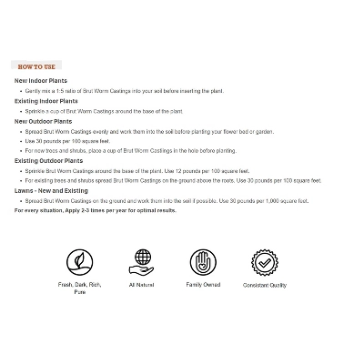 Brut Worm Farms All Organic Fertilizer Worm Castings Filled With Nutrients And Minerals For A Variety Of Indoor And Outdoor Plants, 30 Pounds (2 Pack) - Image 2