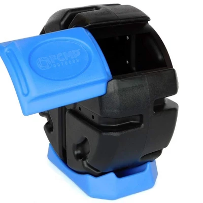 FCMP Outdoor RC2000WB-BLU 19-Gal Plastic Single Chamber Half Size Rolling Composter Outdoor Rotating Garden Compost Bin, Black/Blue (2 Pack) - Image 3