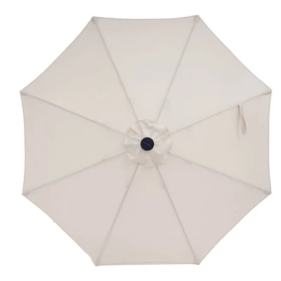 9' X 9' Solar LED Patio Umbrella With Tilt Adjustment And Crank Lift Beige - Wellfor - Image 4