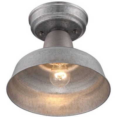 John Timberland Urban Barn Rustic Industrial Farmhouse Semi Flush Mount Outdoor Ceiling Light Galvanized Metal 8 3/4" For Post Exterior Barn Deck Yard - Image 4