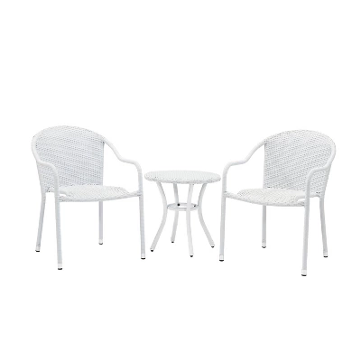 Palm Harbor 3pc Outdoor Wicker Seating Set - White - Crosley - Image 2
