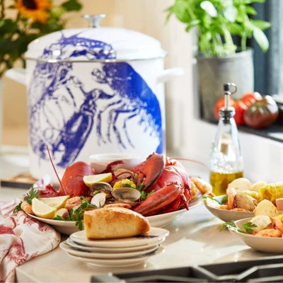 Cuisinart Caskata 16qt Enamel On Steel Stockpot With Cover - Blue Lobster - Image 2