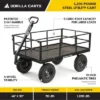 Gorilla Cart GOR1200-COM 9 Cubic Feet 1200 Pound Capacity Heavy Duty Durable Steel Utility Wagon Cart W/ 2 In 1 Towing Handle & Removable Sides, Black