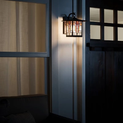 11.75" 1-Light Prairie Craftsman Outdoor Wall Lantern Sconce Oil Rubbed Bronze - River Of Goods - Image 3