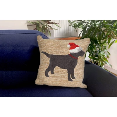 18"x18" Front Porch Christmas Dog Indoor/Outdoor Square Throw Pillow Neutral - Liora Manne - Image 2