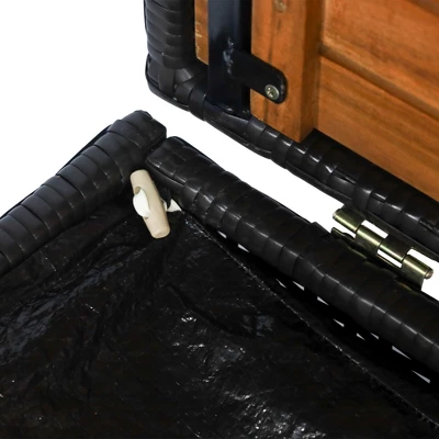 Outsunny Outdoor Storage Bench Wicker Deck Boxes With Wooden Seat, Gas Spring, Rattan Container Bin With Lip, Ideal For Storing Tools, Accessories And Toys - Image 4