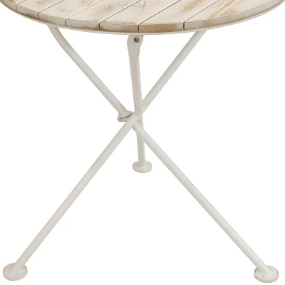 Sunnydaze Decor Sunnydaze Indoor/Outdoor French Country Chestnut Wood Folding Round Bistro Table - 28"- White - Image 6