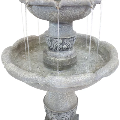 Sunnydaze Decor Sunnydaze 50"H Electric Fiberglass Reinforced Concrete 2-Tier French Garden Design Outdoor Water Fountain, Dusty Gray - Image 3