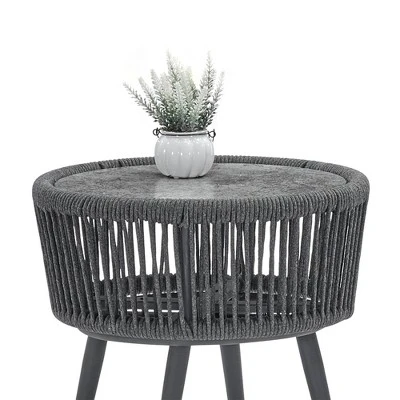 3pc Outdoor Wicker Conversation Set With Cushions - Dark Gray - GODEER - Image 11