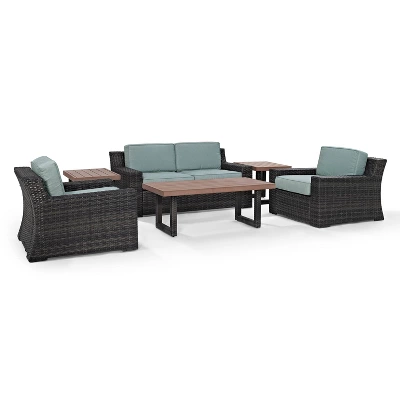 Beaufort 6pc Outdoor Wicker Conversation Set - Mist - Crosley - Image 5