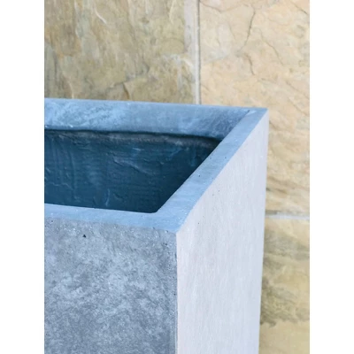 Rosemead Home & Garden, Inc. 10" Wide Kante Lightweight Modern Square Concrete/Fiberglass Indoor Outdoor Planter Box Slate Gray - Image 5