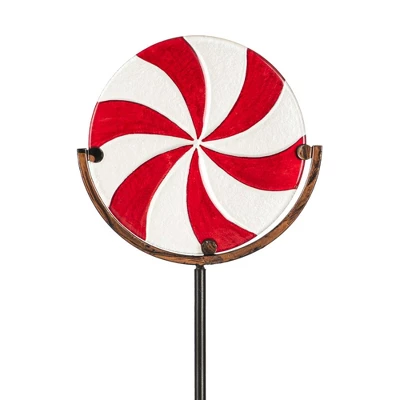 Home & Garden Candy Cane Garden Stake - One Yard Stake 33.0 Inches - Yard Decor Christmas - - Glass - Multicolored - Image 3