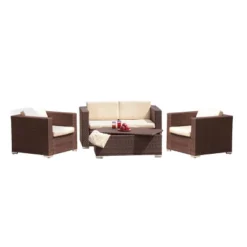 Murano 4pc Wicker Patio Sofa Set - Brown - Christopher Knight Home