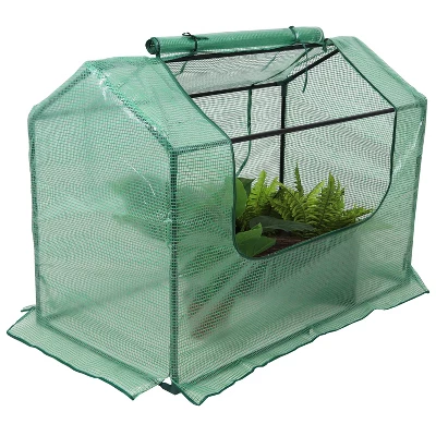 Sunnydaze Decor Sunnydaze Mini Greenhouse With 2 Zippered Side Doors - Green - Image 7