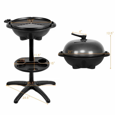 Costway Electric BBQ Grill 1350W Non-stick 4 Temperature Setting Outdoor Garden Camping