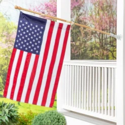 Evergreen American Flag With Wooden Flag Pole & Bracket Kit