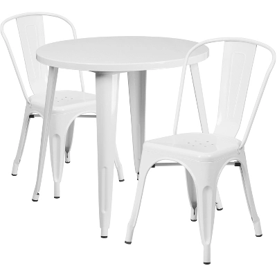 Flash Furniture Commercial Grade 30" Round Metal Indoor-Outdoor Table Set With 2 Cafe Chairs - Image 5