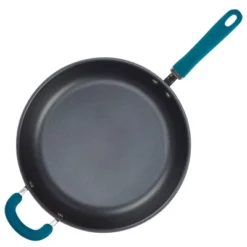 Rachael Ray Create Delicious 12.5" Hard-Anodized Aluminum Nonstick Deep Skillet Teal Handle