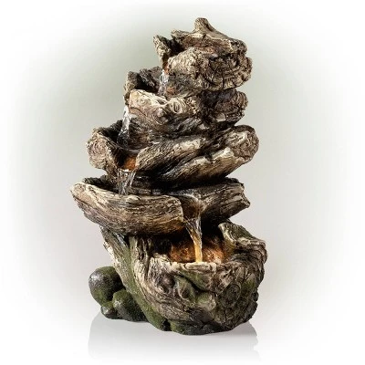 11" Rainforest Five Tier Cascading Fountain With LED Light Gray - Alpine Corporation - Image 2