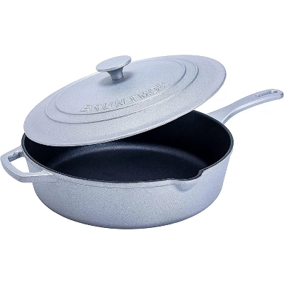 Bruntmor 5 Quarts Enamel Cast Iron Sauté Pan With Lid - Black - Image 3