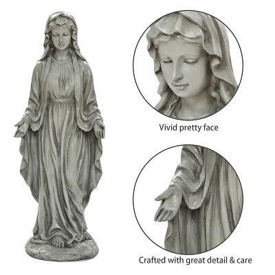 LuxenHome 30.5" H Virgin Mary Indoor Outdoor Statue Garden Statues, Gray Or Ivory - Image 12