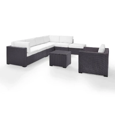 Biscayne 6pc Outdoor Wicker Sectional Set - White - Crosley - Image 5