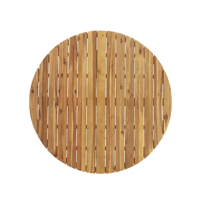 Soto Round Outdoor Acacia Wood Dining Table Teak/Black - Christopher Knight Home - Image 4